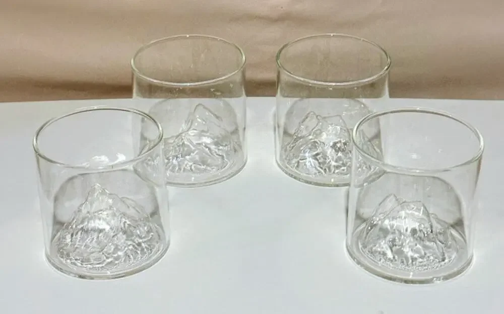 Transparent Mountain View Glass Tumbler Set - 4pc